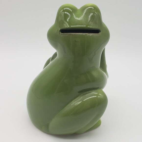 Noritake for Gift Craft MCM 1970s Ceramic Green Frog with Glasses Coin Bank - Picture 5 of 8